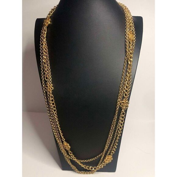 1025 Monet Vintage Gold tone Layered link chain 24" necklace - Picture 1 of 4